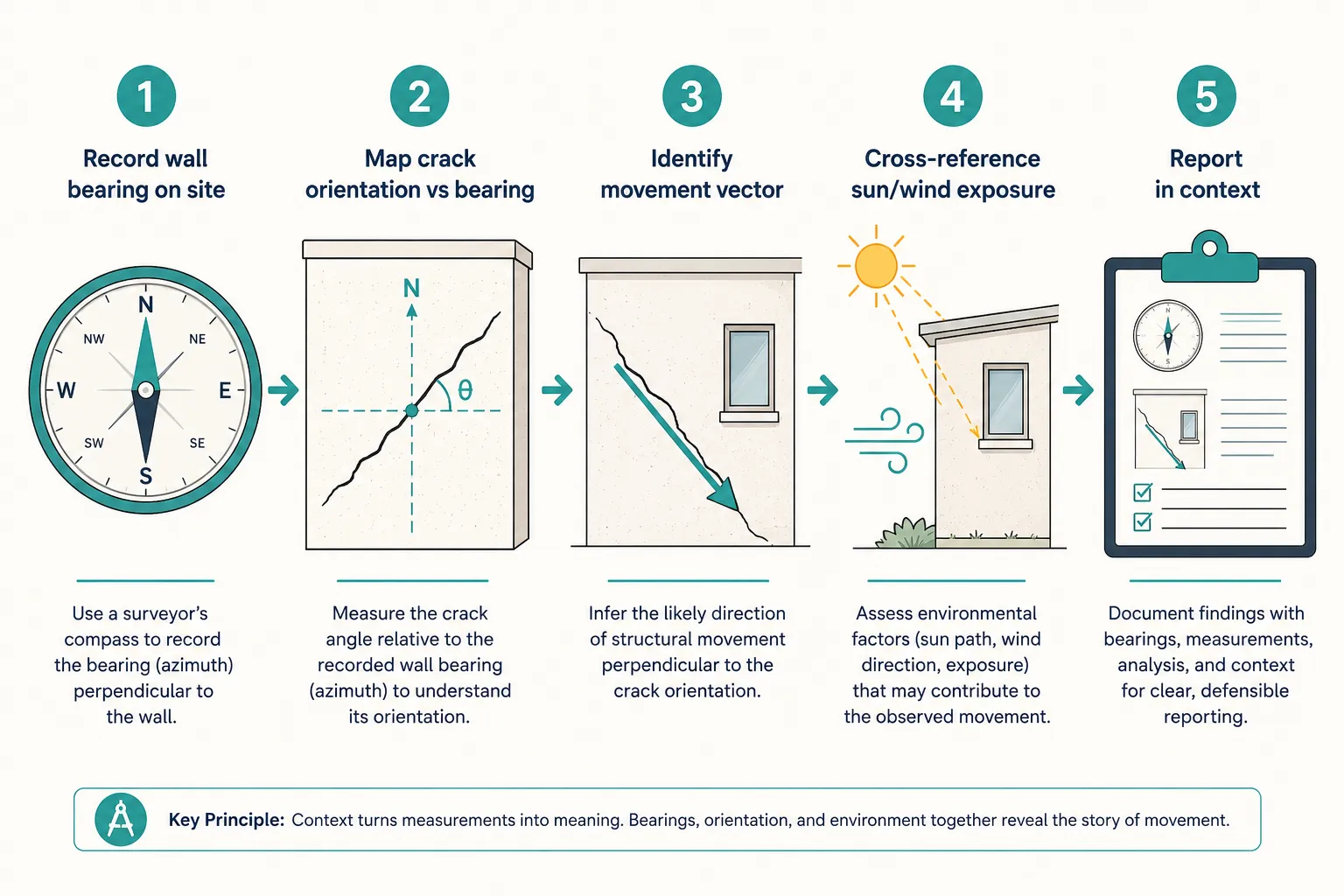 Compass Readings in Building Surveys: Diagnosing Structural Movement